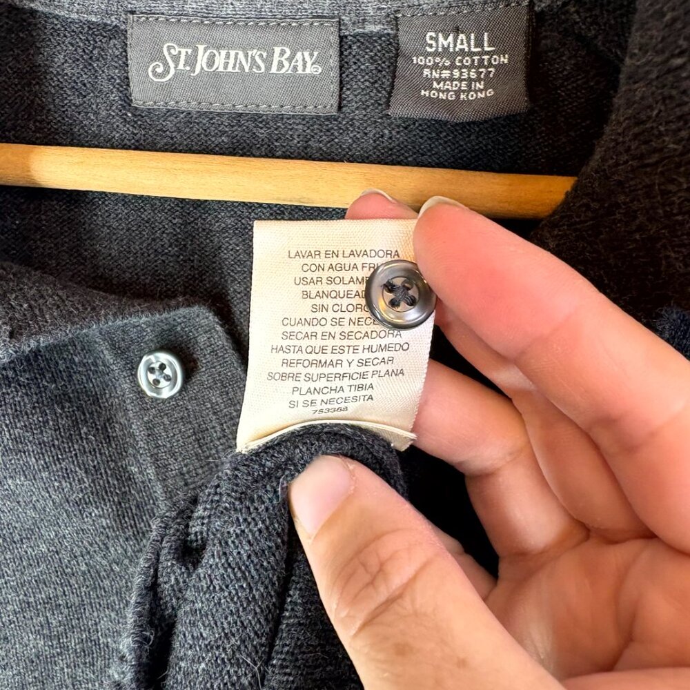 St John's Bay Charcoal Collared Knit Pullover - Picture 5 of 5